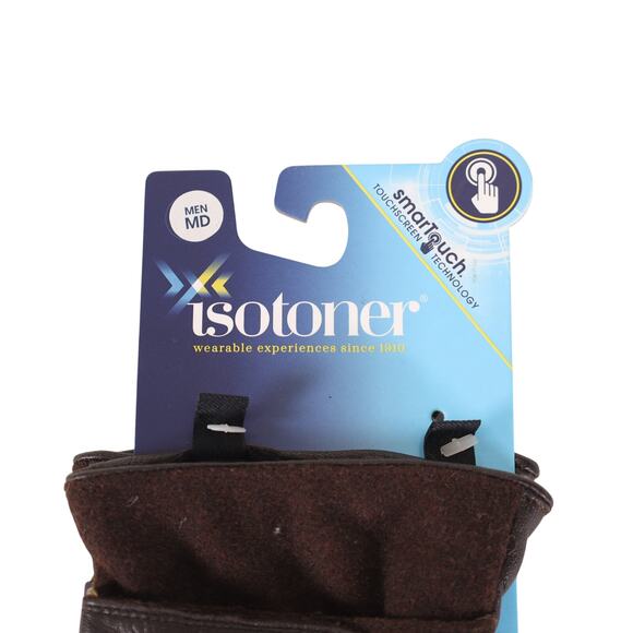 Isotoner Smartouch Lined Leather Men's Gloves - Size Medium - Saddle Brown - NWT - Picture 3 of 3